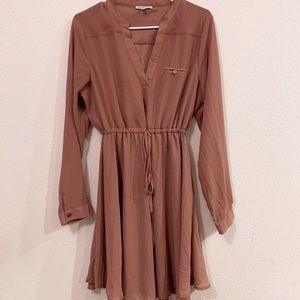 EUC Mauve Long Sleeved Mini Dress and Waist Tie